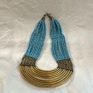 Boho Chic Bronze and Turquoise beaded Chocker Necklace